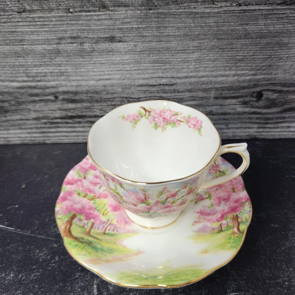 Vintage Royal Albert Teacup and Saucer Set, Blossom Time Collectible